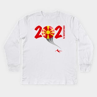 North Macedonia Euro Soccer 2021 Kids Long Sleeve T-Shirt